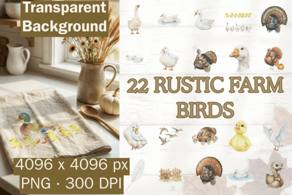 Download Rustic Farm Bird Clipart PNG Turkey Duck - Premium Bundle