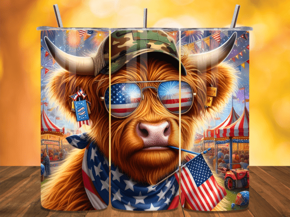 Download Highland Cow 4th of July Tumbler Wrap - 4th of july tumbler Collection