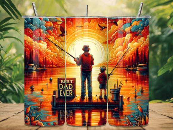 Download Best Dad Ever Sunset Fishing Tumbler Png - Fishing tumbler png Collection