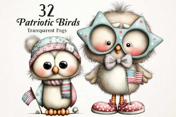 Download Whimsical 4th of July Bird Clipart PNG - Premium Resources